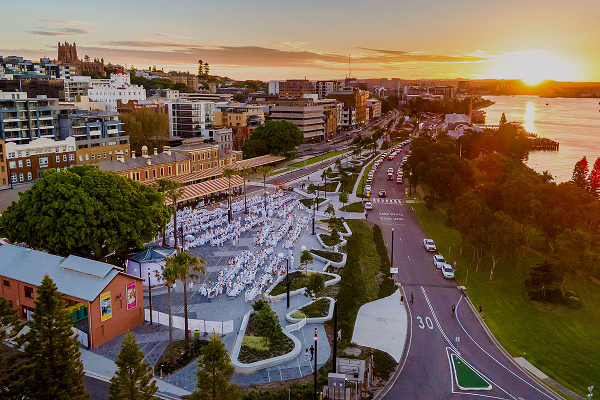 Aerial view looking down at The Station, Newcastle. Credit: Hunter and Central Coast Development Corporation